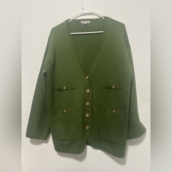 J Crew Women’s Green 100% Cotton Button-Up Cardigan Sweater Size XS - Picture 1 of 8
